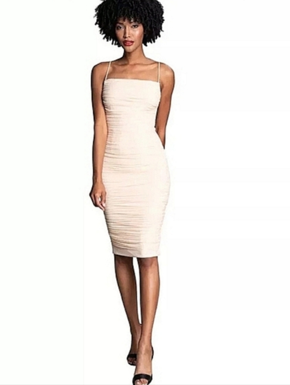 DRESS THE POPULATION DYLAN Anthropologie Ruched Eggshell Sheath Dress XL